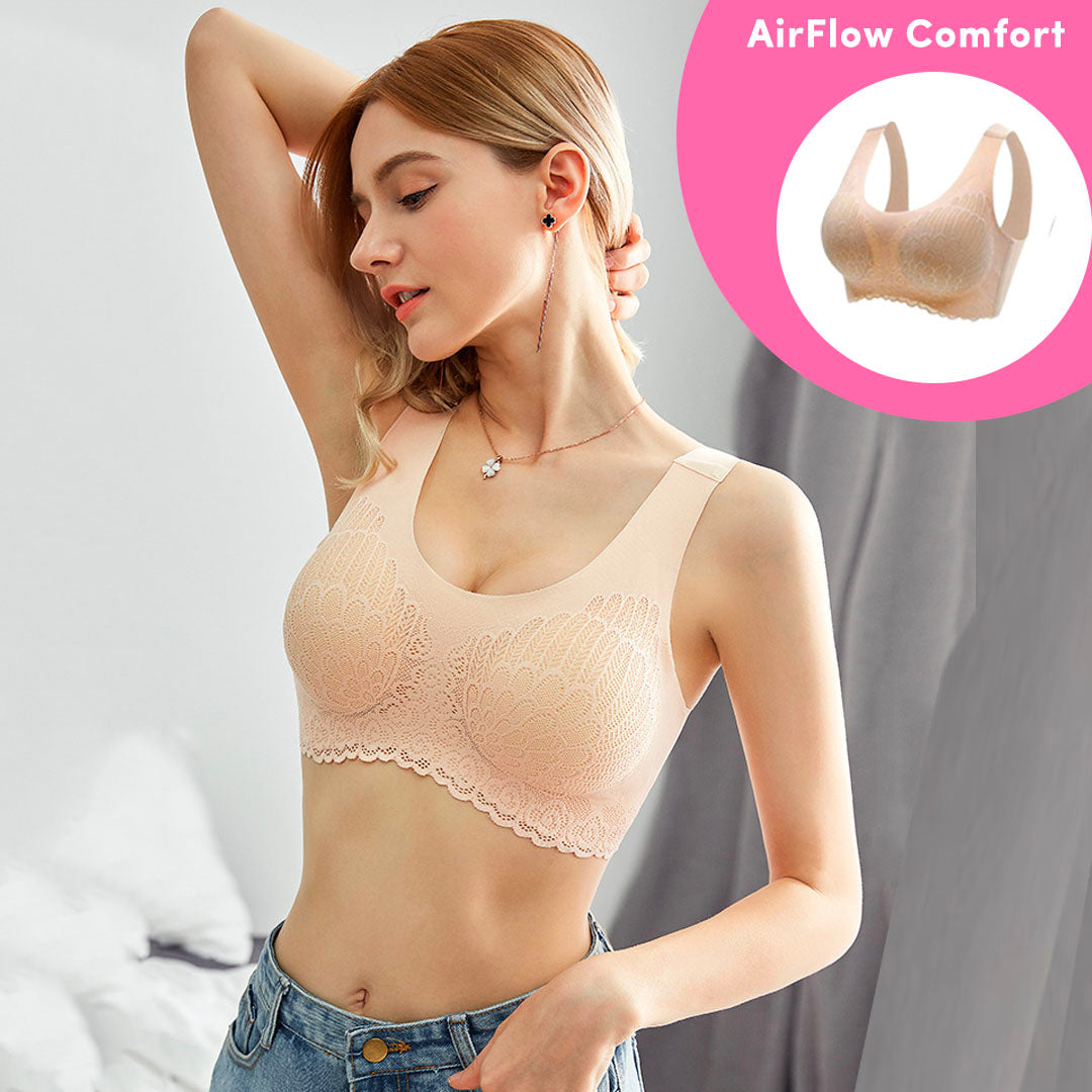 Women 5D Contour Push Up Wireless Bra Seamless Lace Sports Bras Lift  Underwear
