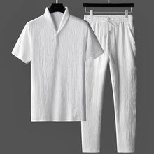 Load image into Gallery viewer, Belle&#39;s Men VitaMora Linen Label Pleated Shirt and Trouser Set