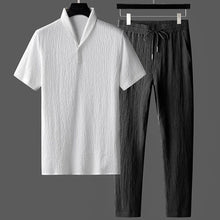 Load image into Gallery viewer, Belle&#39;s Men VitaMora Linen Label Pleated Shirt and Trouser Set
