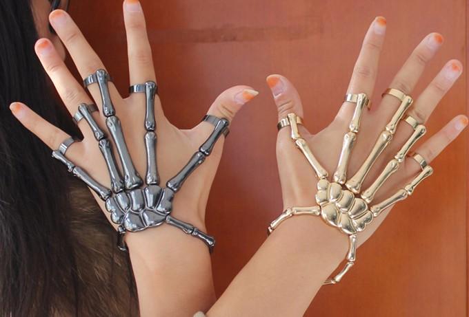 Bangle Punk Skull Finger Bracelet Gothic Skeleton Bones Hand Flexible  Bracelets For Women Men Bangles Halloween Jewelry Gift From Sodatx, $8.42 |  DHgate.Com